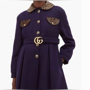 GUCCI Marmont belt Royal purple and Leopard coat